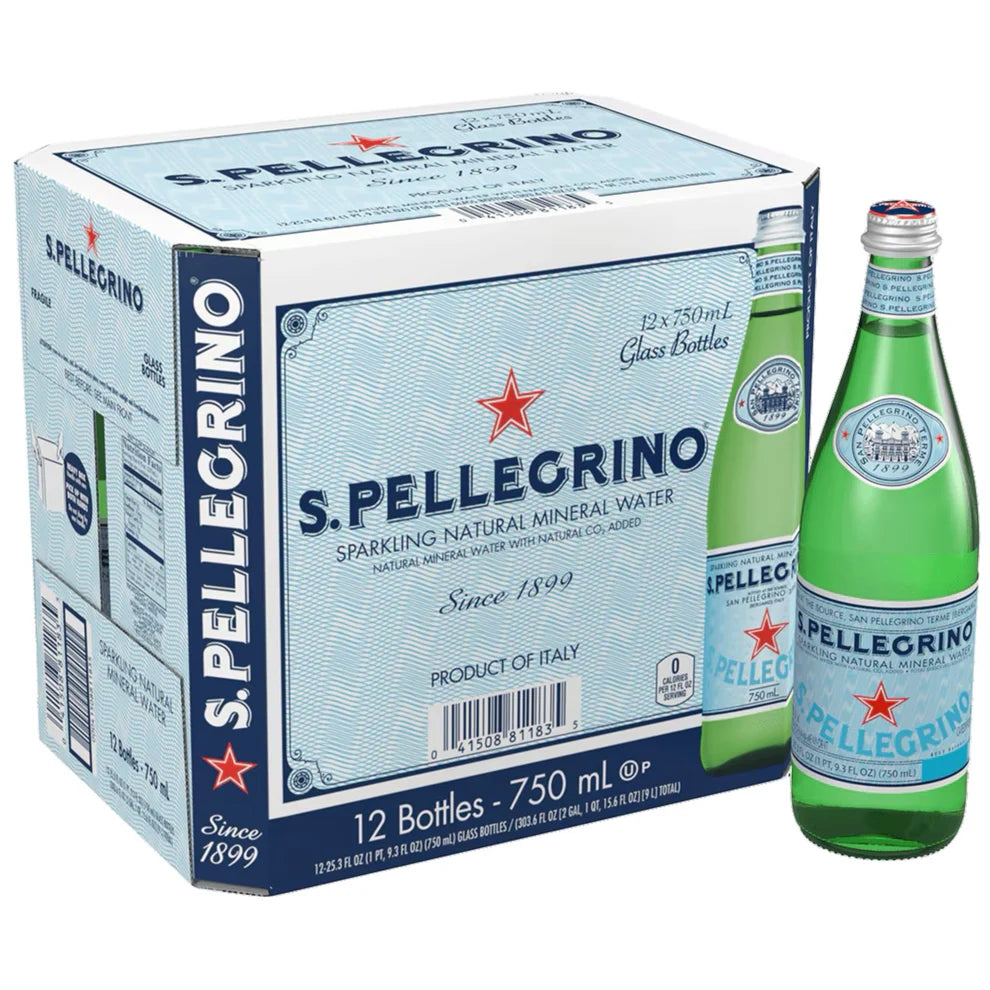 San Pellegrino Sparkling Water 750mL (12-Pack) – Glass Bottles