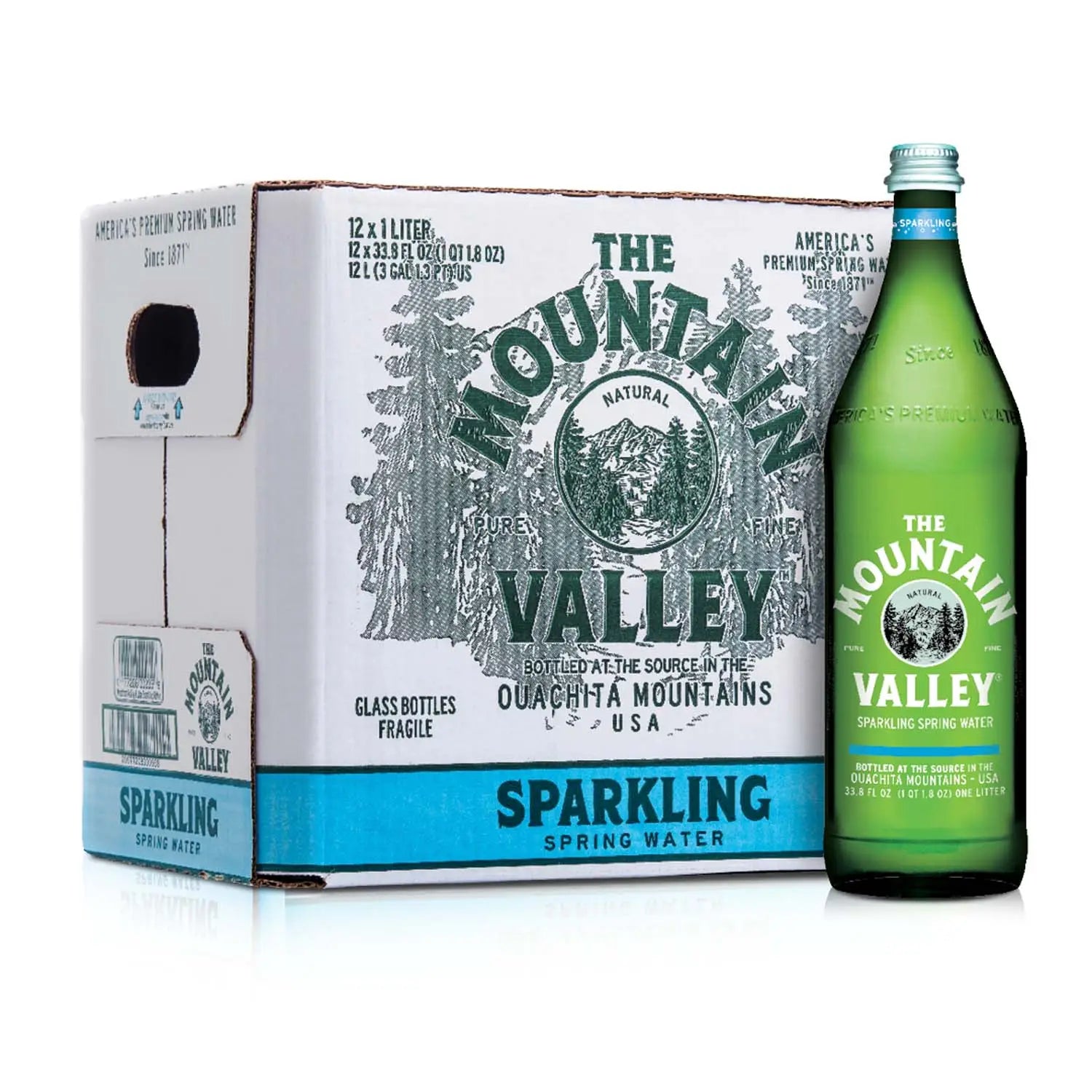 Mountain Valley Sparkling Water 1L (12-Pack) – Glass Bottles